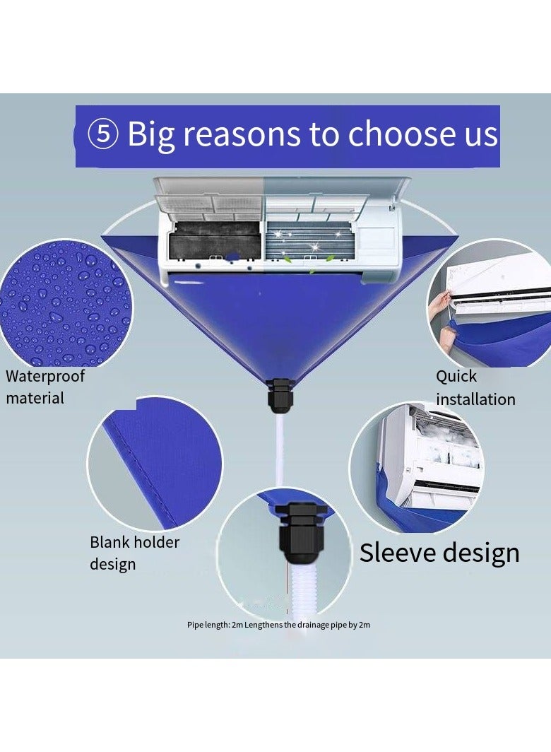 4-Piece Air Conditioner Cleaning Cover Dust Washing Bag for size 2P, Wall Mounted Waterproof AC Cleaning Cover Dust with pipe 2m  - Image 2