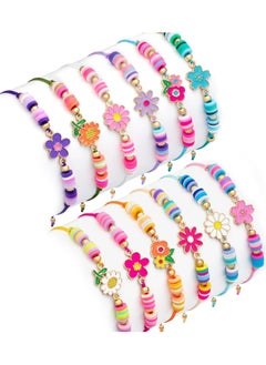 Generic Friendship Bracelets, 12 Pieces Colorful Cute Kids Bracelet, Inspirational Bracelets for Girls Women, Adjustable Flat Beads Bracelets, Kids Jewelry Party Accessories  - Image 1