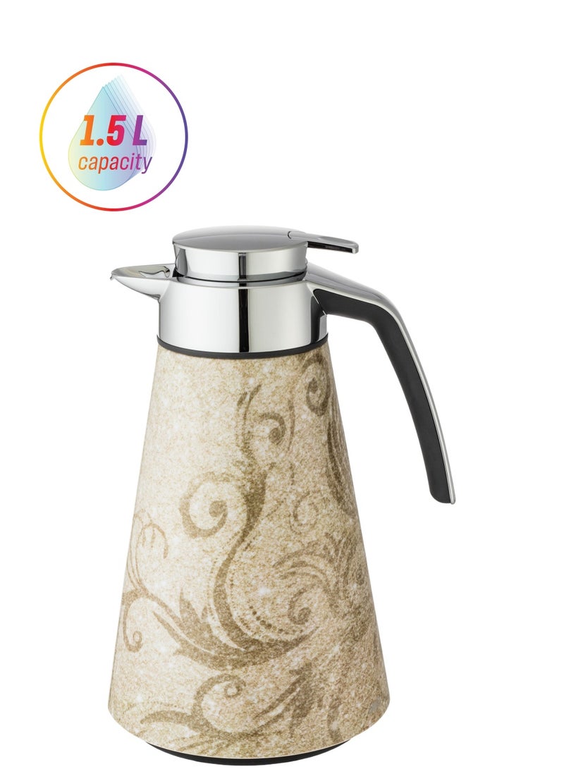 emsa German Thermos 1.5 liter capacity beige and silver color - Image 2