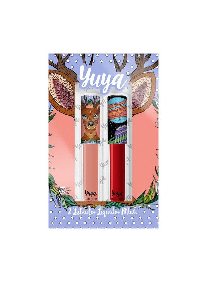 YuYa Cosmetics Republics Set Of 2 "Bonita" Liquid Lipsticks With Exclusive Distinctive Design On Cap Sleek Matte Finish Longlasting Formula And Easy To Apply. - Image 1