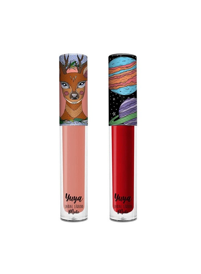 YuYa Cosmetics Republics Set Of 2 "Bonita" Liquid Lipsticks With Exclusive Distinctive Design On Cap Sleek Matte Finish Longlasting Formula And Easy To Apply. - Image 2