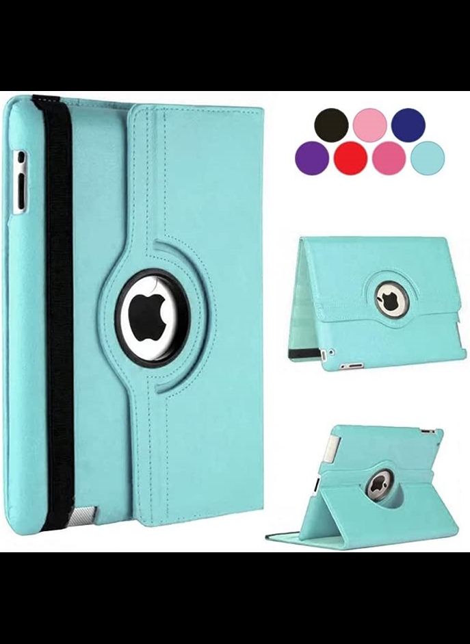vesus 360 Degree Rotating Stand [Auto Sleep/Wake] Folio Leather Smart Cover Case for Apple iPad (iPad 9.7" 2017/2018, Light Blue)