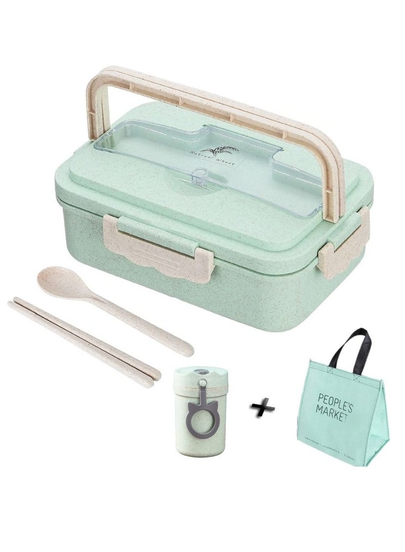 الأزرق جي دبليو علبة غداء للأطفال، علبة غداء بينتو بوكس للكبار، علبة غداء للكبار/الأطفال/الأطفال، 1000/1500 مل - 3 حجرة آمنة للتسخين في الميكروويف وغسالة الصحون والفريزر، خالية من مادة BPA - Image 1