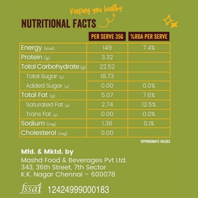 Mashd Energy Bars Coconut Flavour (Pack of 3 x 35g) - 5G Protein Each Bars |High Protein Goodness of Dates,Pumpkin Seeds,Oats, Cocoa Powder| Gluten-Free Snack with No Added Sugar, Preservative-Free - Image 2