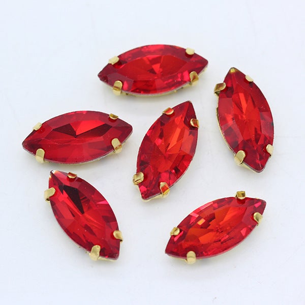 Wholesale horse eye crystal glass claw drill multi-specification hand-stitched claw drill DIY clothing wedding dress bag shoes accessories Red 