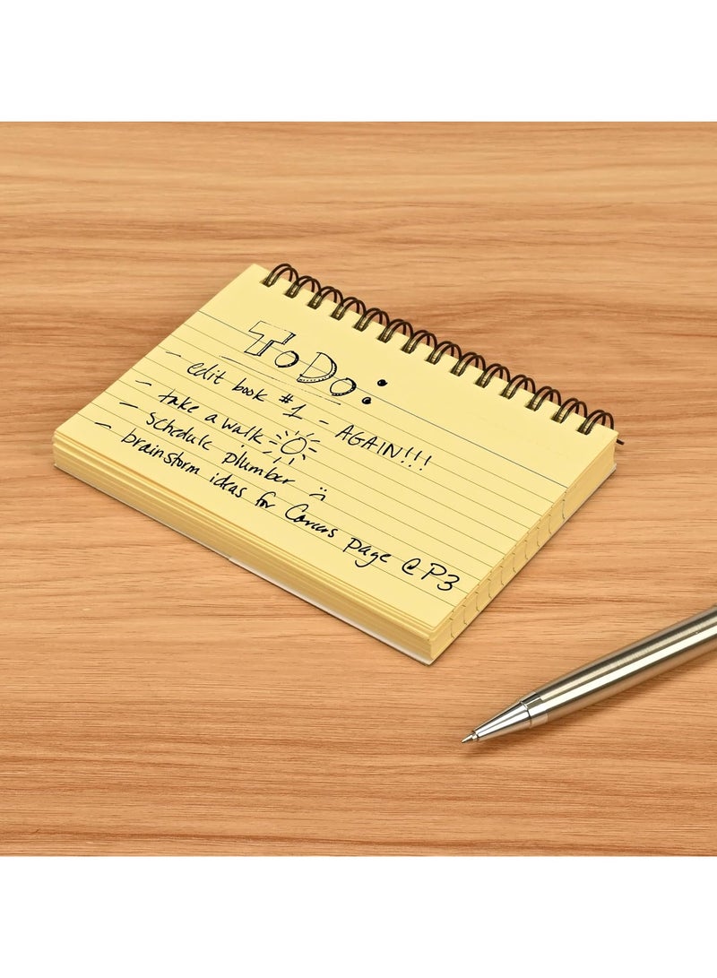 FIS® Ruled Record Cards, Size:6"x4" Inches (152x102mm), Double Loop Spiral Binding, Two Sides Single Ruled, 180gsm, Perforated, 50 Sheets Per Pad, Packet of 3 Pieces, Yellow Color-FSIC64-180SPYL-3 - Image 2