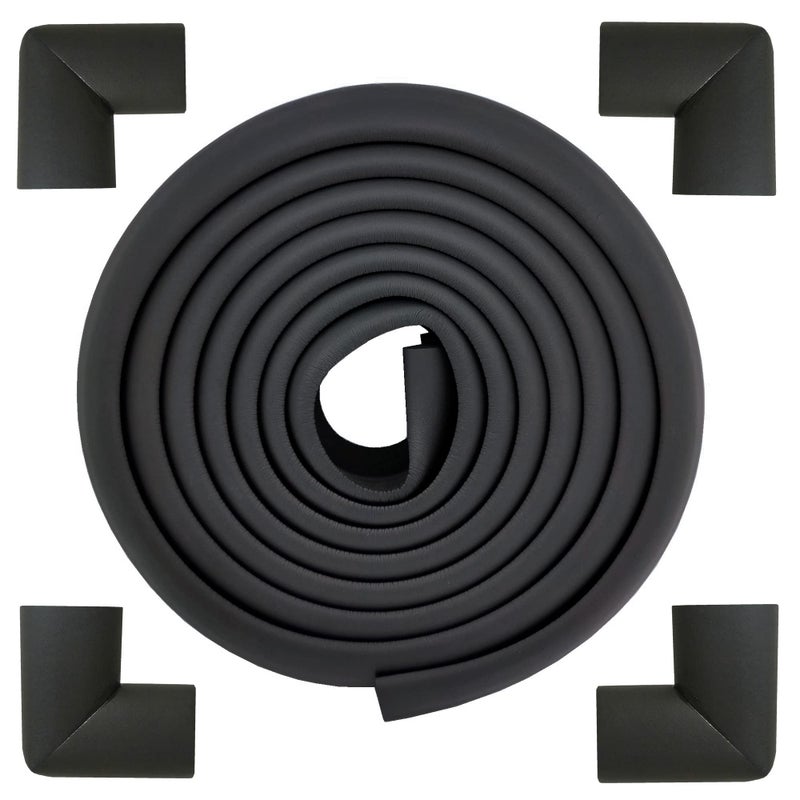 M2cbridge L Shape Extra Thick Furniture Table Edge Protectors Foam Baby Safety Bumper Guard Black131ft Edge  4 Corners