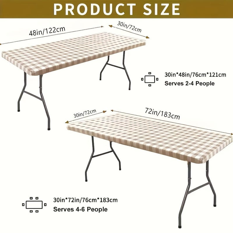 Green And White Gingham Vinyl Tablecloth 4FT Waterproof Wipeable - Image 3