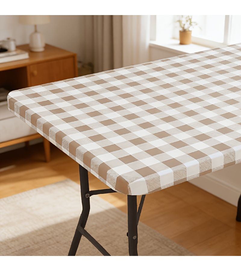 Green And White Gingham Vinyl Tablecloth 4FT Waterproof Wipeable - Image 4