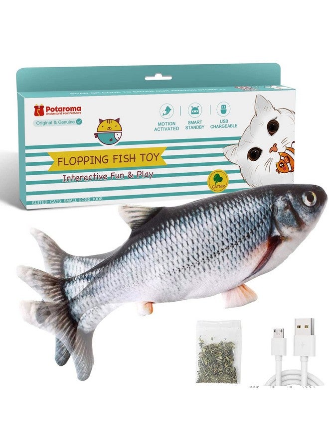 Potaroma Cat Toys Flopping Fish with SilverVine and Catnip, Moving Kitten Kicker, Floppy Wiggle Carp for Small Dogs, Interactive Motion Kitty Exercise, 10.5 Inches - Image 1
