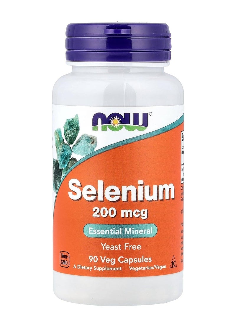now Selenium 200 mcg, 90 Veggie Capsules | Essential Trace Mineral, Vegan, Yeast-Free - Image 1