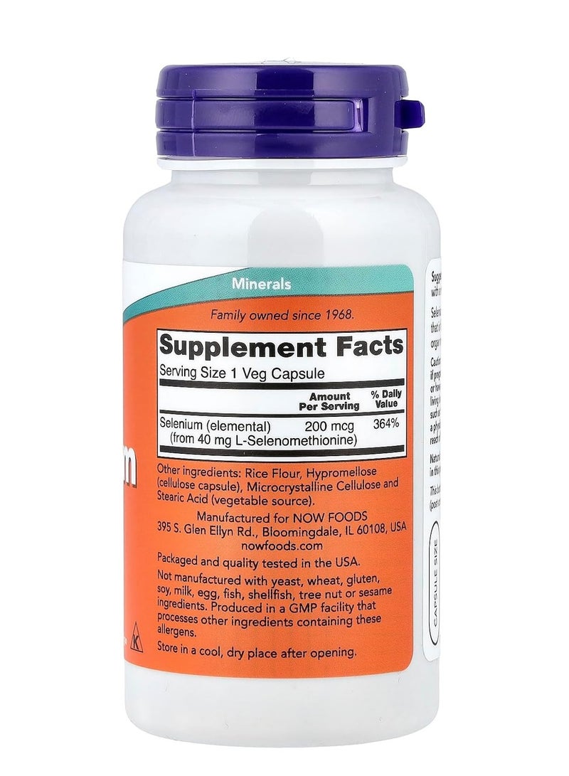 now Selenium 200 mcg, 90 Veggie Capsules | Essential Trace Mineral, Vegan, Yeast-Free - Image 2