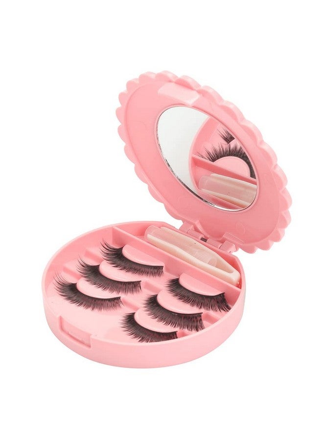 YiQiYi YiQiYi Cosmetic Case with Mirror Eyelash Case Makeup Storage Box Travel Cosmetic Bag Pink Place Eyelashes - Image 1