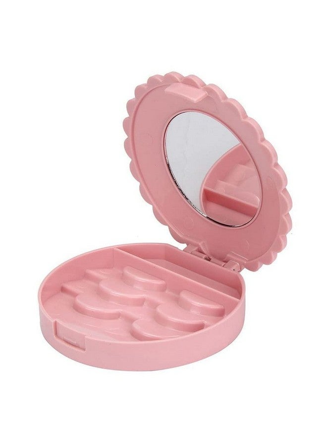 YiQiYi YiQiYi Cosmetic Case with Mirror Eyelash Case Makeup Storage Box Travel Cosmetic Bag Pink Place Eyelashes - Image 2
