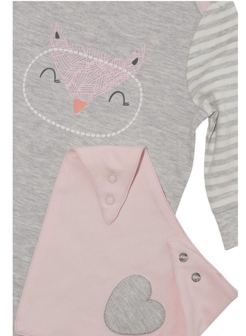 Bambimici Bambimici -  2-Piece Baby Owl Cozy Romper Set – Grey & Pink  - Image 3