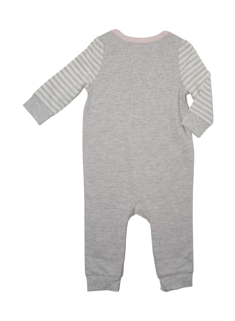 Bambimici Bambimici -  2-Piece Baby Owl Cozy Romper Set – Grey & Pink  - Image 2