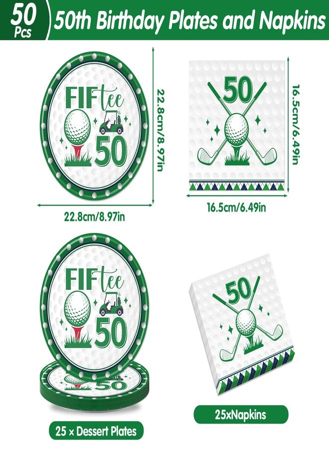 Rakuto Golf 50th Birthday Decorations - 50 Pcs Fiftee Golf Themed Party Plates and Napkins Set Supplies, Disposable Tableware Decorations for Men Women Sports Birthday Party Serves 25 Guests - Image 2