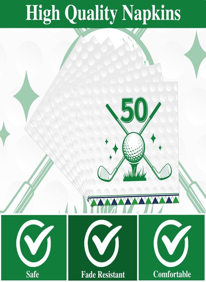 Rakuto Golf 50th Birthday Decorations - 50 Pcs Fiftee Golf Themed Party Plates and Napkins Set Supplies, Disposable Tableware Decorations for Men Women Sports Birthday Party Serves 25 Guests - Image 3