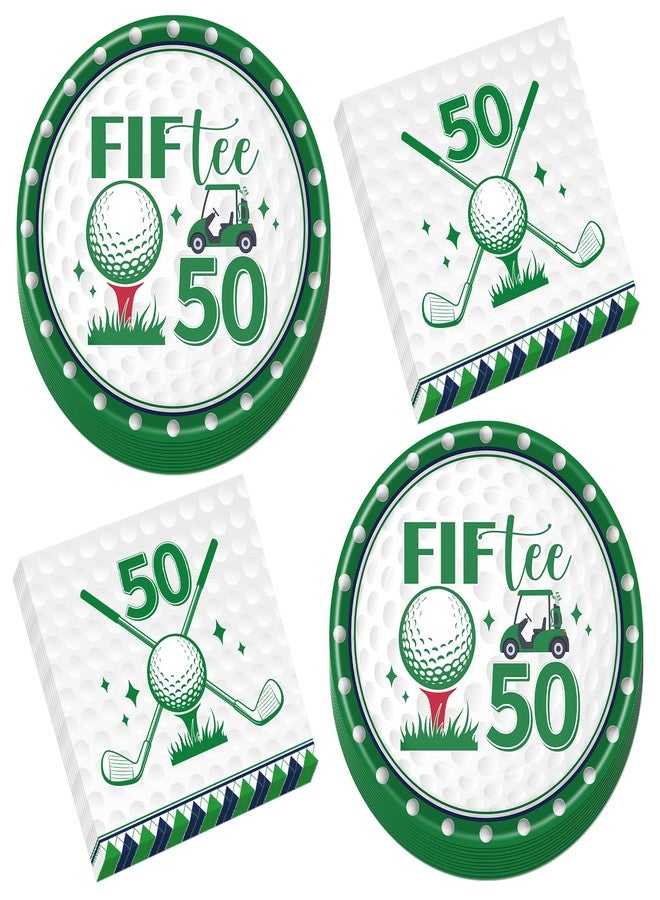 Rakuto Golf 50th Birthday Decorations - 50 Pcs Fiftee Golf Themed Party Plates and Napkins Set Supplies, Disposable Tableware Decorations for Men Women Sports Birthday Party Serves 25 Guests - Image 1