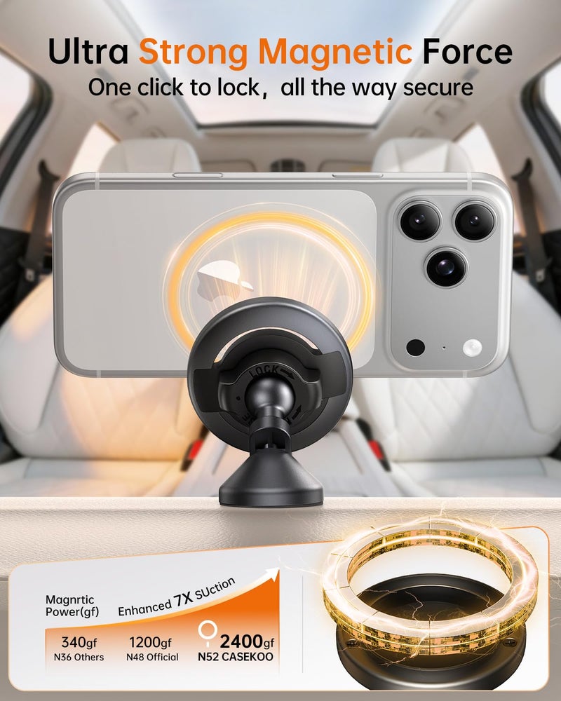 SYNCWIRE for MagSafe Car Mount - 360 Rotation Magnetic Phone Holder for Car Dashboard, Strong Magnet Car Phone Holder Mount Compatible iPhone 17 Pro Max Air 16 15 14 13 - Car Accessories for Women Men - Image 5