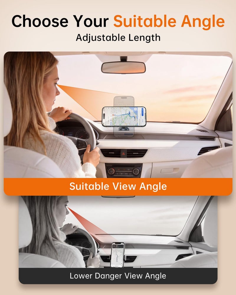 SYNCWIRE for MagSafe Car Mount - 360 Rotation Magnetic Phone Holder for Car Dashboard, Strong Magnet Car Phone Holder Mount Compatible iPhone 17 Pro Max Air 16 15 14 13 - Car Accessories for Women Men - Image 3