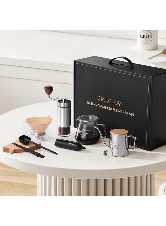 CircleJoy Circle Joy Steel Core Hand-cranked Coffee Grinder, Portable Coffee Maker, Coffee Pot, Pour-over Kettle Set - Image 3