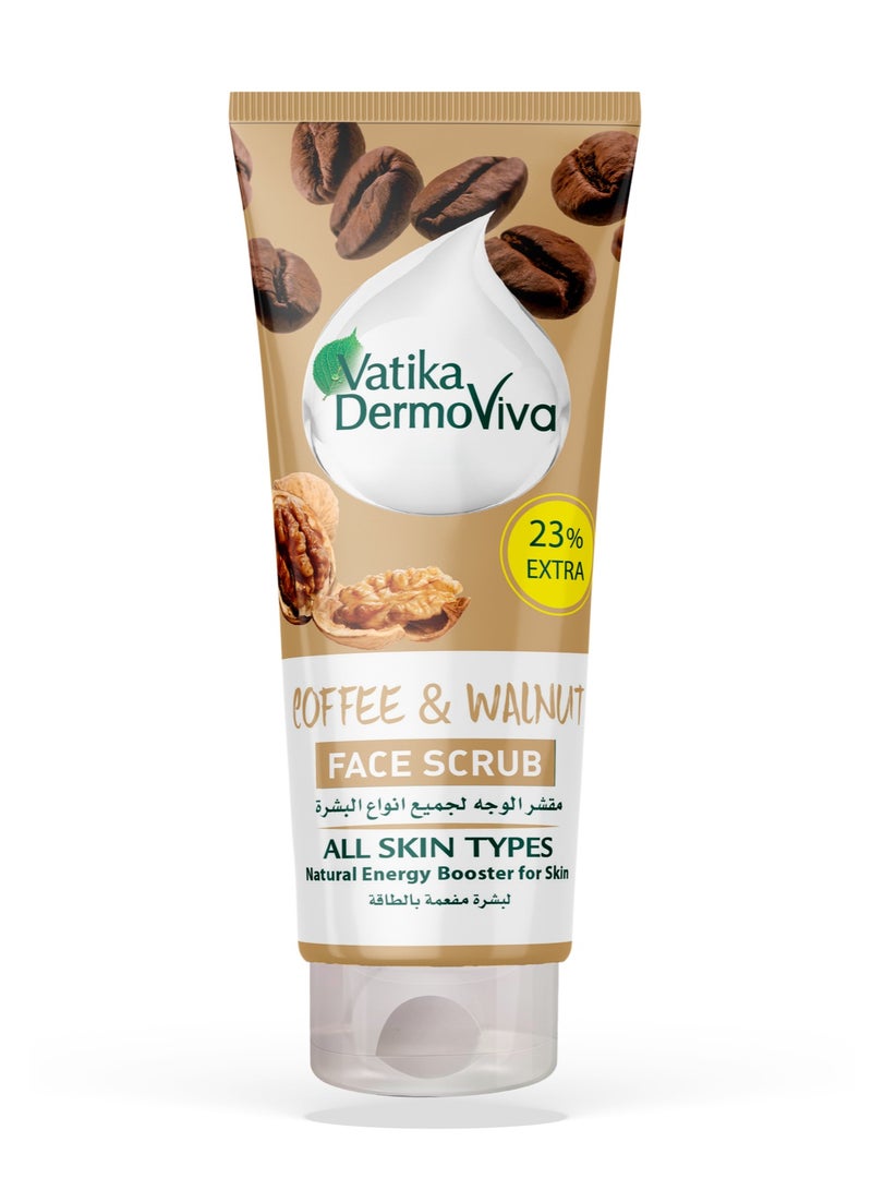 VATIKA Dermoviva Energizing Coffee & Walnut Face Scrub 150 + 35 ml Extra | Natural Energy Booster for Skin | For All Skin Types - Image 1
