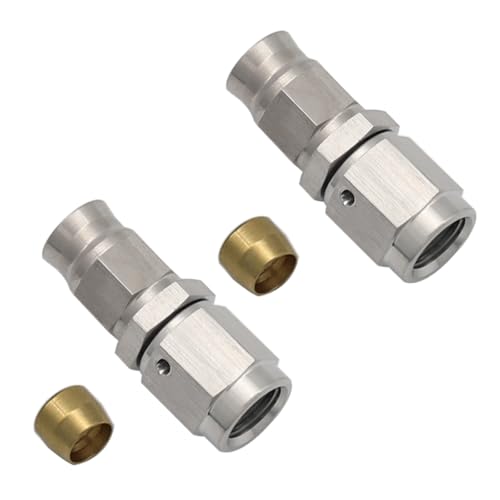 KRD PERFORMANCE Stainless Steel Straight Brake Clutch Fitting 3AN 38 x 24 Swivel Female Thread to AN3 PTFE Braided Hose End For Teflon Hose 2 PCS - Image 1