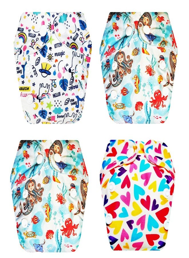 حفاضات قماشية فاخرة من دمبلدو للأطفال حديثي الولادة مع حشوة داخلية (عبوة من 4 قطع) | ناعمة ولطيفة | تسمح بمرور الهواء | سهلة التنظيف | ضرورية للاستخدام اليومي | من 0 إلى 4 أشهر | للجنسين - Image 1