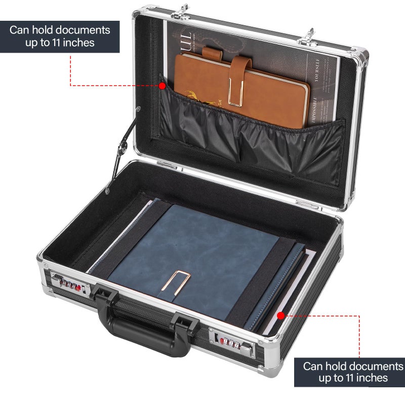 LOCKCURX File Organizer Storage Box - 14.2 x 9.4 x 4.5 Inch Medium, Portable Locking Storage Totes with Dual Combination Locks for Cash, Documents & Valuables - Black - Image 2
