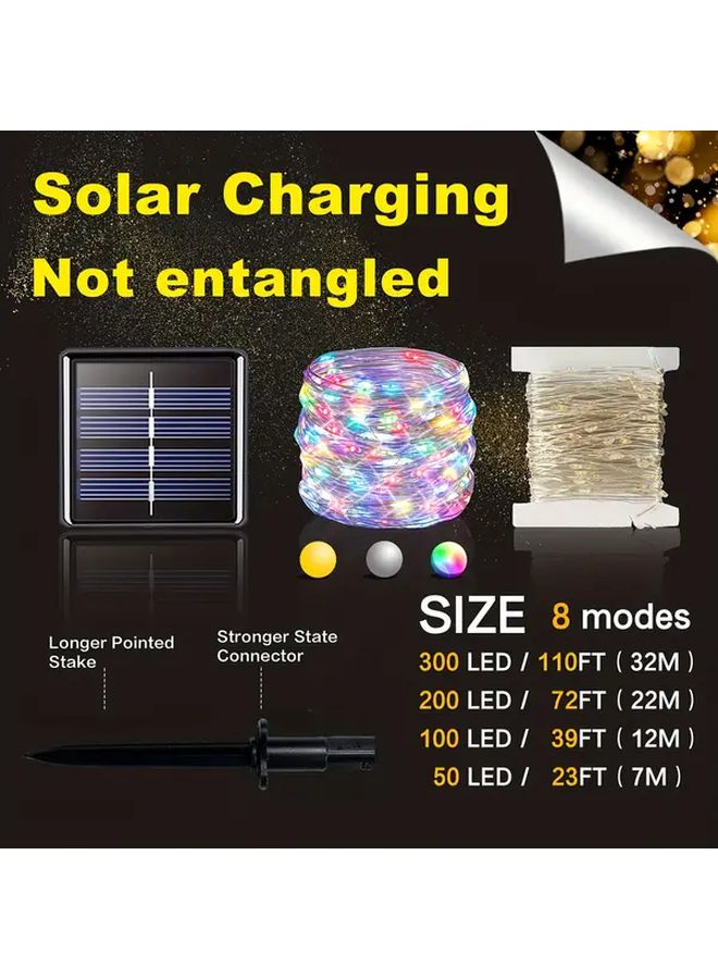 1 Pack LED Solar String Lights Outdoor 72FT 22M 200LED 8 Modes Copper Wire Fairy Lights Warm White for Garden Patio Tree Christmas Party Wedding - Image 3