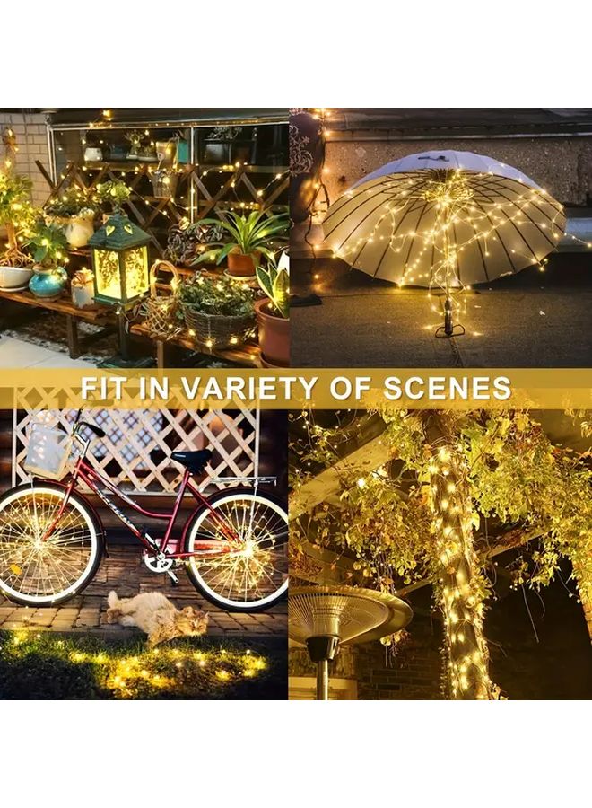 1 Pack LED Solar String Lights Outdoor 72FT 22M 200LED 8 Modes Copper Wire Fairy Lights Warm White for Garden Patio Tree Christmas Party Wedding - Image 4
