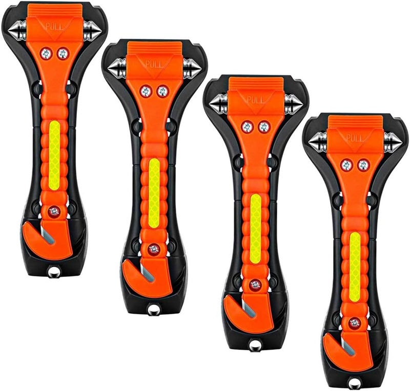 ZHSX Safety Hammer, 4 Pack Car Emergency Escape Tool Car Window Breaker and Seat Belt Cutter with Light Reflective Tape for Family Car Life Saving Survival Kit - Image 1