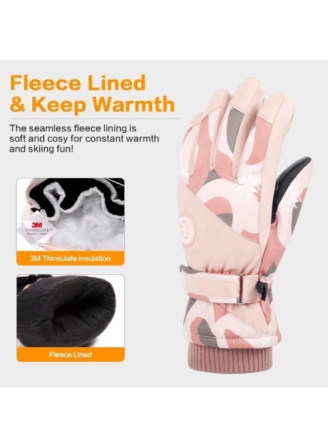 Winter Gloves,Warm Ski Gloves, Snow Gloves, Waterproof Windproof Touchscreen Cold Weather Snowboard Gloves for Mens Women (Orange) - Image 2