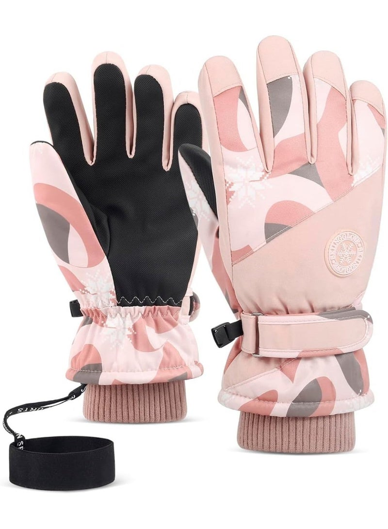 Winter Gloves,Warm Ski Gloves, Snow Gloves, Waterproof Windproof Touchscreen Cold Weather Snowboard Gloves for Mens Women (Orange) - Image 1