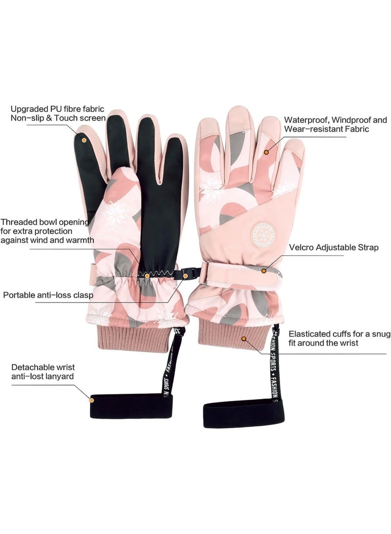 Winter Gloves,Warm Ski Gloves, Snow Gloves, Waterproof Windproof Touchscreen Cold Weather Snowboard Gloves for Mens Women (Orange) - Image 5