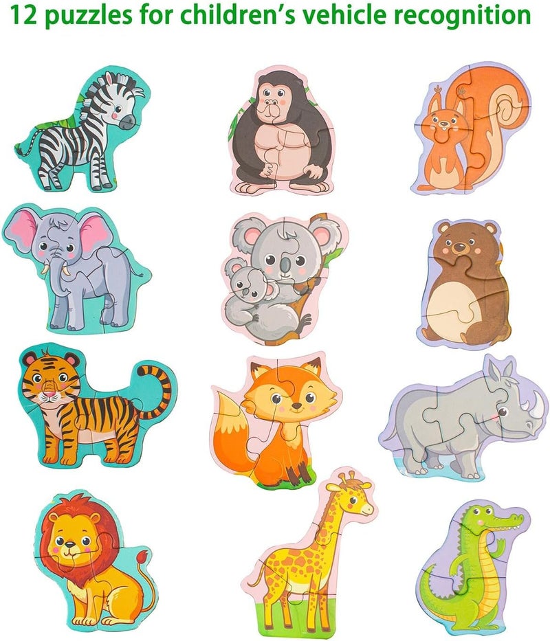 Excefore Magnetic Puzzles for Toddlers, Travel Puzzles for Kids Ages 3-5, Animal Activities Toy Wooden Jigsaw Puzzles Book for Boys & Girls 2-4, Learning Magnet Gift for Road Trip (Animal) - Image 5