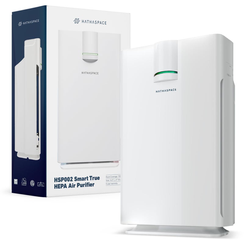 HATHASPACE HSP002 True HEPA Air Purifier for Home Removes 999 of Dust Smoke Pet Dander Odors VOCs Covers Up to 1500 Sq Ft Quiet Air Cleaner with Smart Sensor for Bedroom  Large Rooms