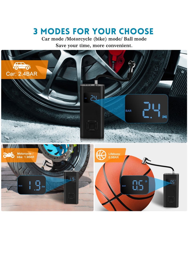GULFLINK Tire Inflator Portable Air Compressor 6500mAh Battery and DC 5V Cordless Tire Pump with Digital Pressure Display & LED Light - 140PSI Electric Air Pump for Car/ Motorcycle/Bike/ Balls.  - Image 5