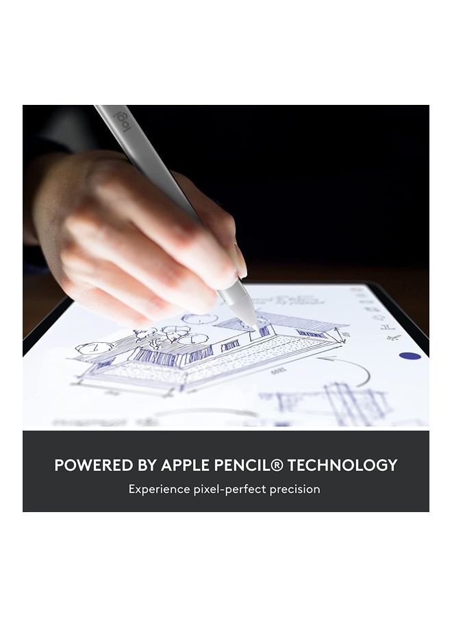Logitech Crayon Digital Pencil for iPad (USB C Port Compatibility Only) Featuring Apple Pencil Technology, No Lag Pixel-Precision, and Dynamic Smart Tip with Fast USB C Charge Silver - Image 2