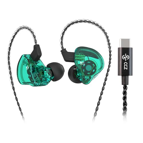 Kinboofi CCZ Melody Type-C in Ear Monitors, Dynamic Hybrid Dual Driver in Ear Headphones 1BA+1DD HiFi Wired Headphones Musicians IEM Upgrade Deep Bass Suitable for Audiophile Musician (Melody-Green, No MIC)… - Image 1