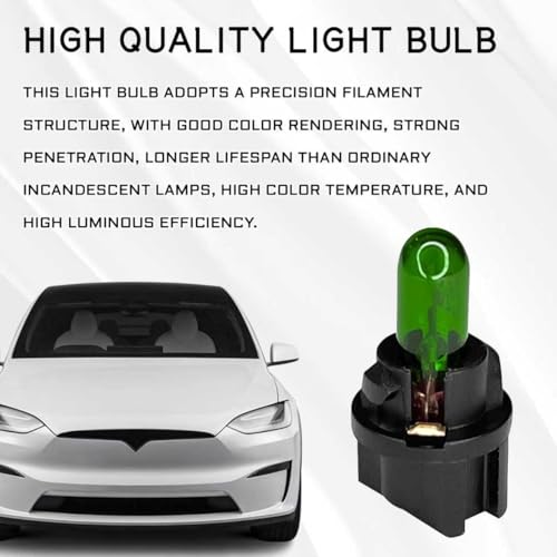 QQWD 20PCS T5 17 57 86 Halogen Instrument Cluster Bulbs Kits, 12V Dash Light for Car Interior, Automotive Replacement Gauge Cluster Panel Bulb with T5 Sockets, Universal Lighting Accessories（Green - Image 4