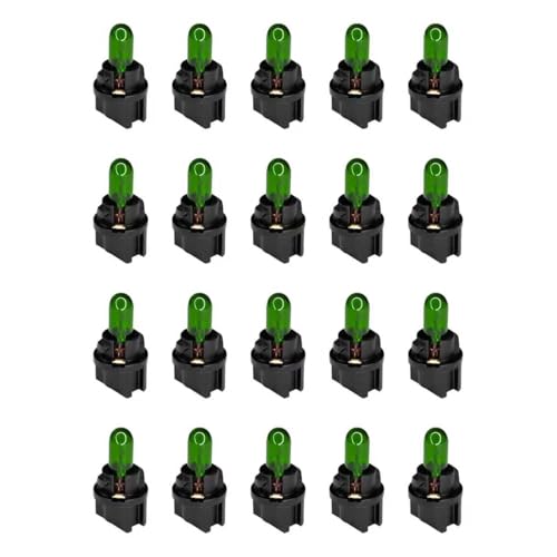 QQWD 20PCS T5 17 57 86 Halogen Instrument Cluster Bulbs Kits, 12V Dash Light for Car Interior, Automotive Replacement Gauge Cluster Panel Bulb with T5 Sockets, Universal Lighting Accessories（Green - Image 1