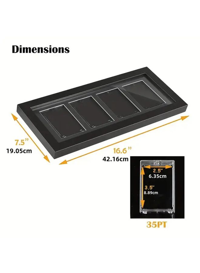 Wooden Card Display Frame 4 Grid Wall Mounted Black for Game Sports Cards - Image 2