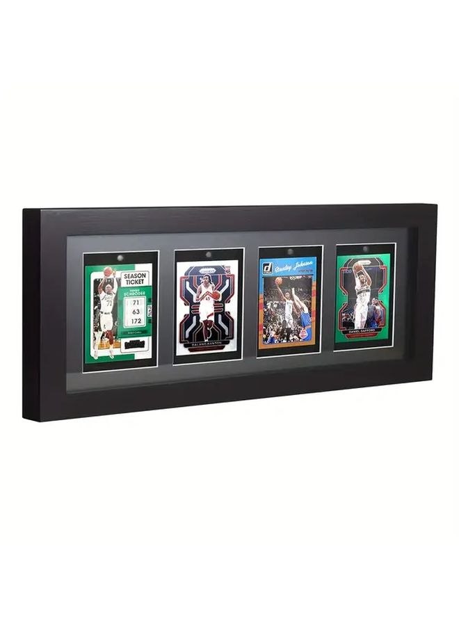 Wooden Card Display Frame 4 Grid Wall Mounted Black for Game Sports Cards - Image 1