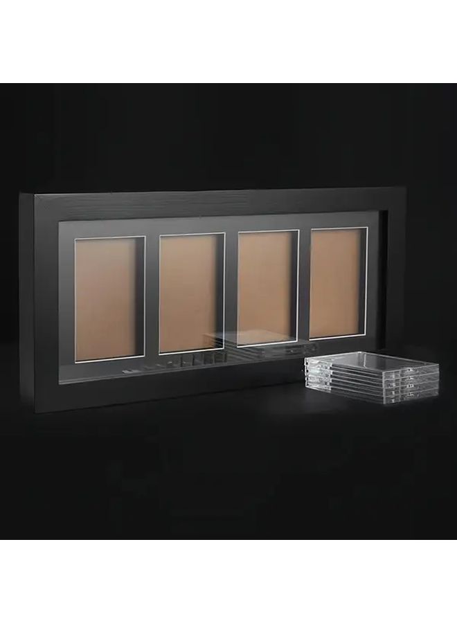 Wooden Card Display Frame 4 Grid Wall Mounted Black for Game Sports Cards - Image 5
