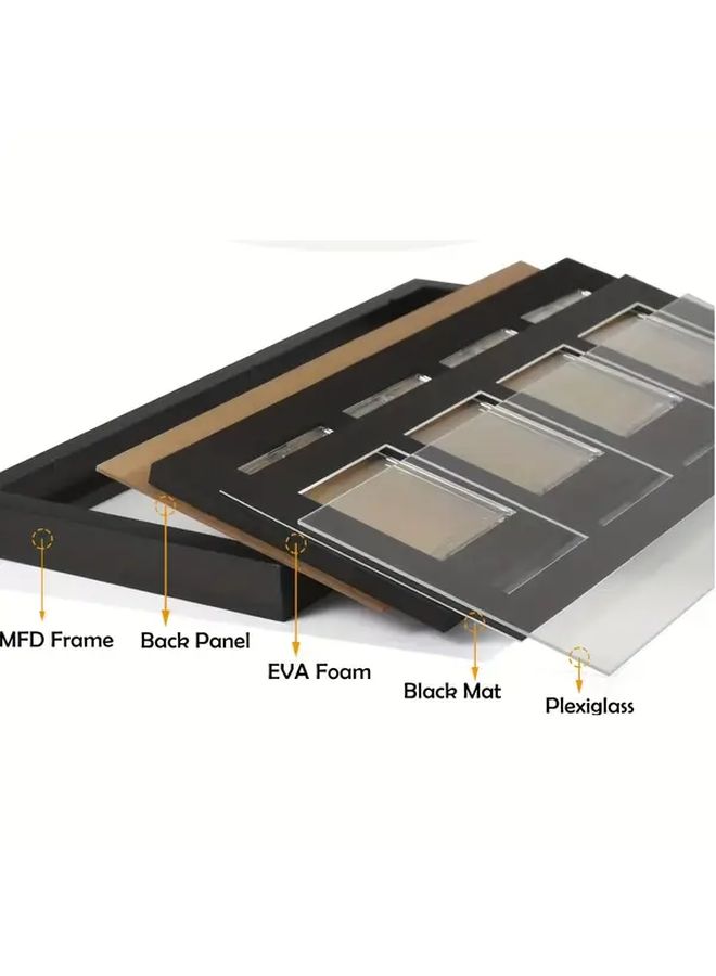 Wooden Card Display Frame 4 Grid Wall Mounted Black for Game Sports Cards - Image 3
