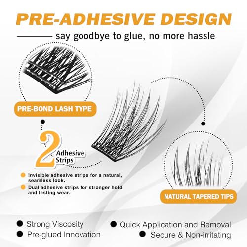 EASITENSION 156 PCS Self Adhesive Eyelashes Clusters Kit Lash Clusters DIY Eyelashes Pre Glued No Glue Needed No Remover No residue - Image 4