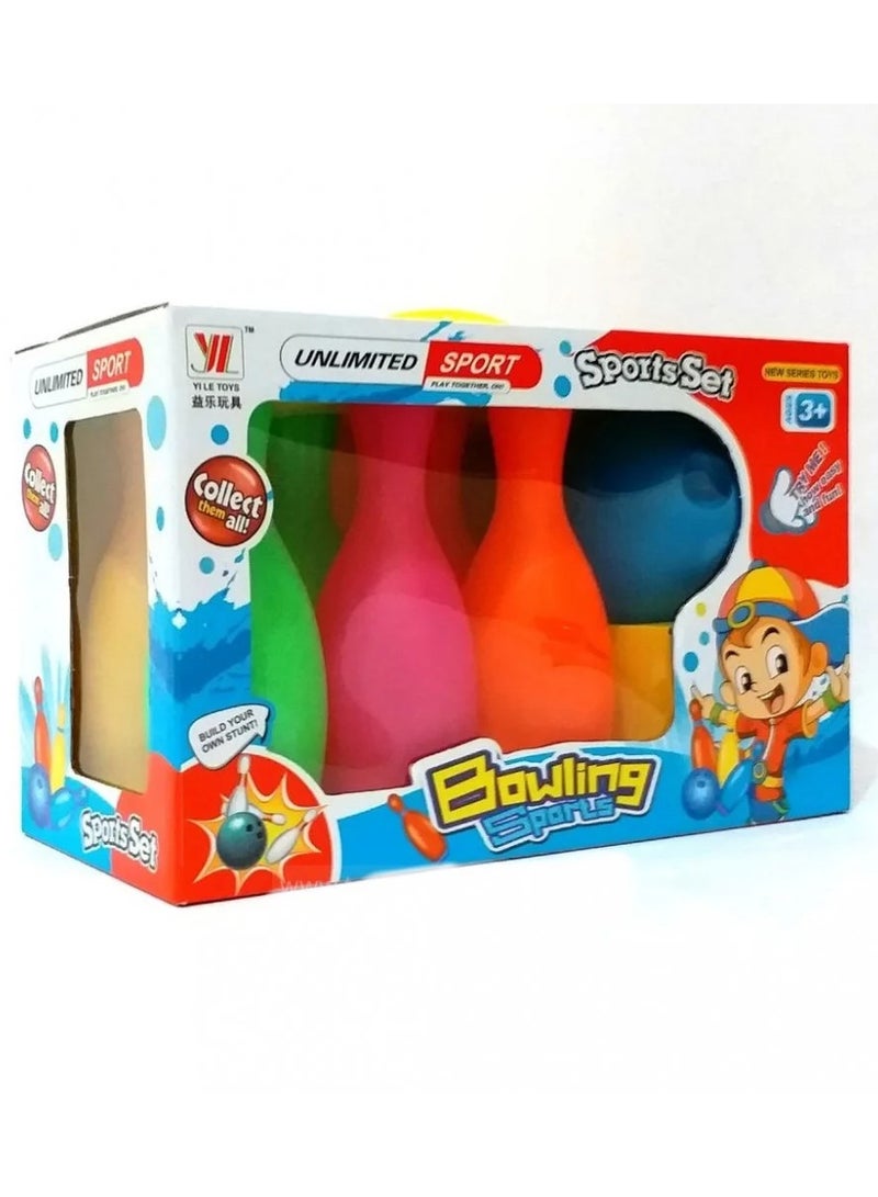 سبورت مجموعة البولينج للأطفال مجموعة البولينج التعليمية الصغيرة مجموعة ألعاب داخلية وخارجية للعائلة مع 6 دبابيس بولينج وكرتين للأولاد والبنات - Image 1