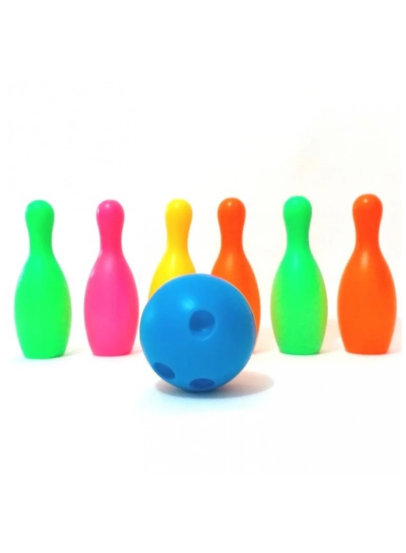 سبورت مجموعة البولينج للأطفال مجموعة البولينج التعليمية الصغيرة مجموعة ألعاب داخلية وخارجية للعائلة مع 6 دبابيس بولينج وكرتين للأولاد والبنات - Image 2